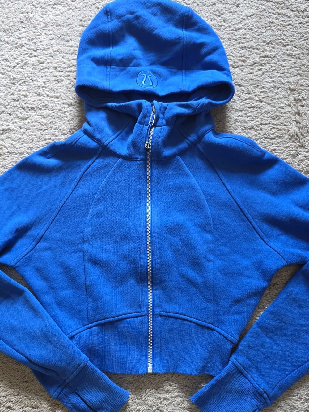 RARE Lululemon Scuba Full Zip Cropped Hoodie Blazer Blue Tone Sz 0